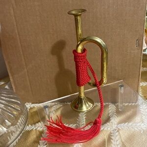 Vintage 5.5”BRASS‎ TRUMPET BUGLE Christmas Ornament